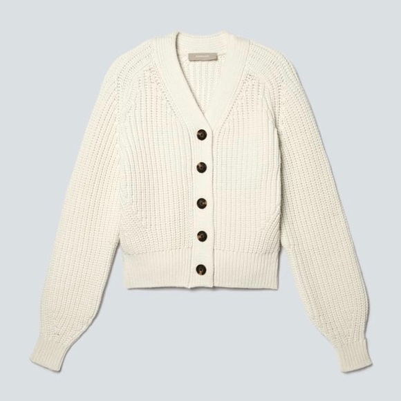 Everlane The Texture Cotton Chunky Knit Cardigan XS Old Money Academia - Picture 4 of 10